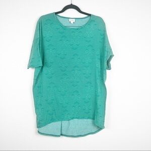 LULAROE Irma‎ Tee Striped Hidden Mickey Mouse Green Sz M